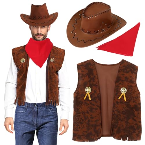 Costume cowboy adulte pour carnaval et déguisement de fête à thème western ORFOFE