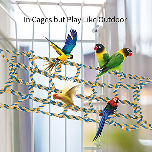 YIHIHI-Pet-Climbing-Rope-Net-Bird-Climbing-Rope-Ladder-Sturdy-Rope-Bridge-Ferret-Cotton-Rope-Net-Rat-Hanging-Bed-Hammock-Swing-Ladder-Eco-Friendly-100-Organic-Cotton-Small-Animal-Habitat-Decor