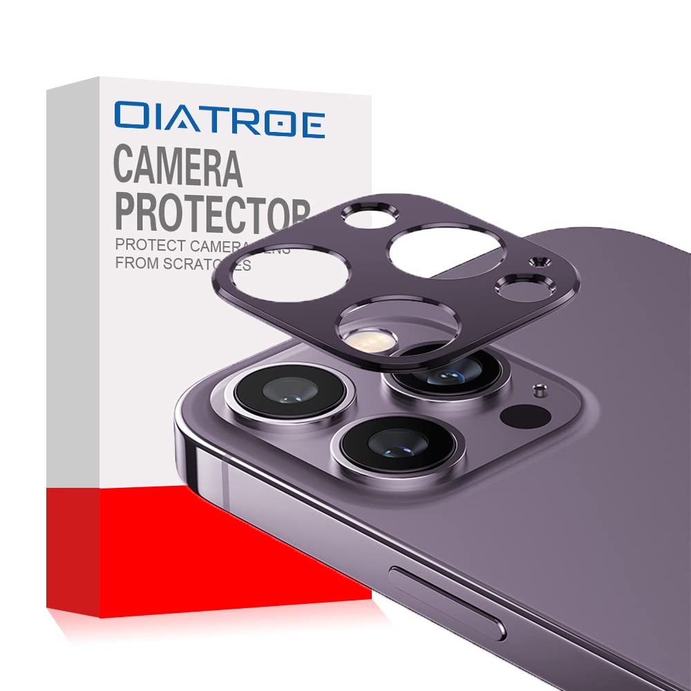 OIATROECamera Lens Protector for iPhone 14 Pro/14 Pro Max, [2 Pack] Camera Lens Protector Ring Cover, [Anti-Fall] [Not easy to fall] 360 Degree Protection -Purple