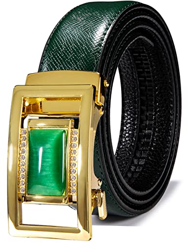 Barry.Wang Mens Formal Belt Fashion Buckle Genuine Leather Ratchet Automatic Belt Luxury Gift