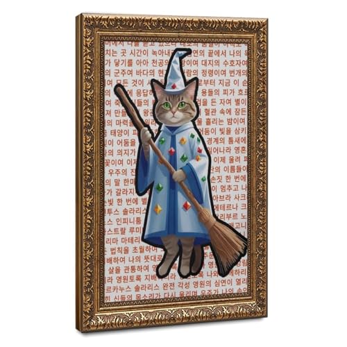 Toile chat magicien coréen affiche d'art haut de gamme 61 x 91,4 cm