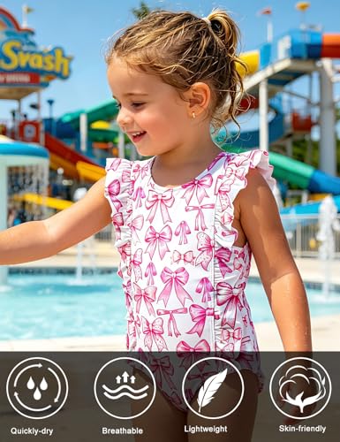 Image of RAISEVERN Baby Girls Swimsuit Ruffles Bathing Suits Cute Beach Sport Swimming Backless Summer One Piece Swimwear 2-7 Years