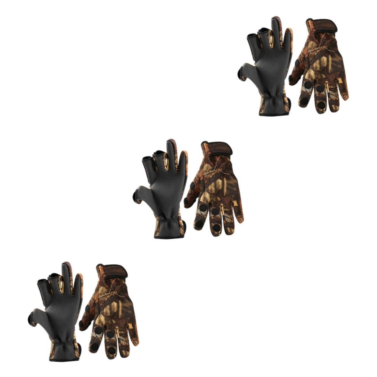 SUPVOX 3 Pares Guantes Antideslizantes para Pesca Guantes Calientes Mitones Calientes chilly's Neopreno Frío de exposición de 3 Dedos térmicos Camouflage
