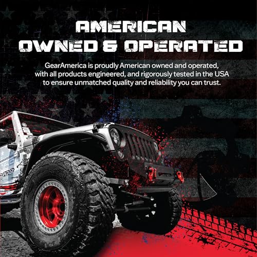 GearAmerica Heavy Duty Tow Strap 3"x8' - Tree Saver Winch with 35,053 lbs Break Strength, Offroad Weather Resistant Recovery Rope & Triple Reinforced Loops (Red) - ATV Accessories