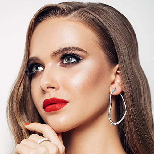 4 Pairs Stainless Steel Heart Earrings Hypoallergenic Big Heart Hoop Earrings Gold Plated Set For Women Men2