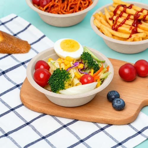 JINVOGREEN 1000 Count 12 oz Paper Bowls, Disposable Compostable Bowls, Heavy Duty Biodegradable Sugarcane Bagasse Bowl for Snacks, Fruits, Desserts, Natural — 사진 5