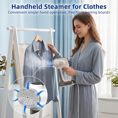 Vacuum Steamer for Garments, YEJOUMO 3500Pa Robust Suction Garment Steamer 3 in 1 Handheld Journey Steamer & Iron Garments, 25s Speedy Preheating, 340ML Massive Water Tank - Image 4