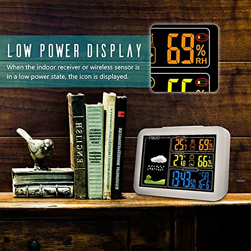 Stazione Meteorologica Con Sensori Wireless Monitor cyfrowy w kolorze, barometr do wewnętrznych i esterni, temperatury/umidità/barometro/previsioni/sveglia, do domu, camera da letto, giardino