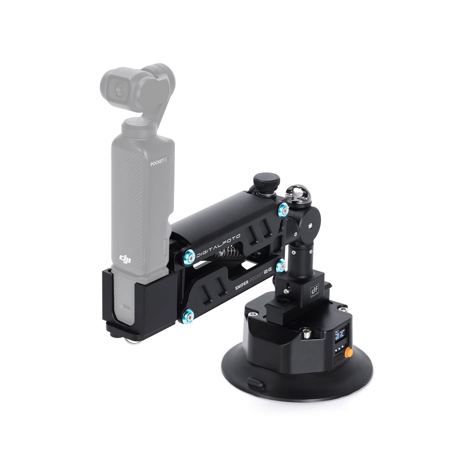 Elektrische Saugnapfhalterung für Osmo Pocket 3/4 – Auto Kamera Halterung mit Z-Achse Dämpfungsarm, 4,5" Vakuumsaugnapf, NATO-Schiene, Anti-Shake Arm für Actioncams & Dash-Aufnahmen | 4,5-Zoll Außenkamera Vakuumhalterung, NATO Rail und Anti-Shake-Arm für