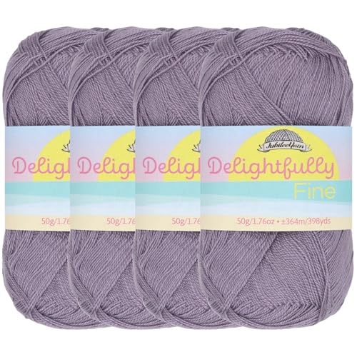 JubileeYarn Delightfully Fine Yarn - 50g/Skein Lace Bamboo Rayon - Light Purple Grape - 4 Skeins