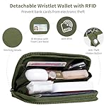 Clip and Go Strap for Phone with Wallet Crossbody Phone Lanyard with Anti-Theft Zipper Pouch Detachable Quilted Wrist Wallet with RFID and ID Window for Daily Travel. Green - Image 3