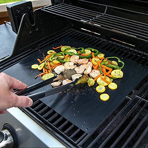 Grillmatte für Gasgrill 70x40 BBQ Grillmatten für Holzkohle Wiederverwendbar,Backofenzwischenlage auf Jede Größe Zugeschnitten, Dauerbackfolie Rolle Schwarz Extra Dick