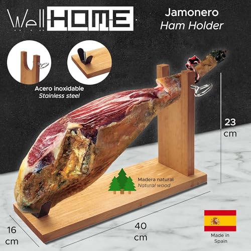 Miniatura 2 de Jamonero De Madera Con Herraje En V, Pincho Y Fijación Pezuña Funda Para Jamón Tiberic Burdeos