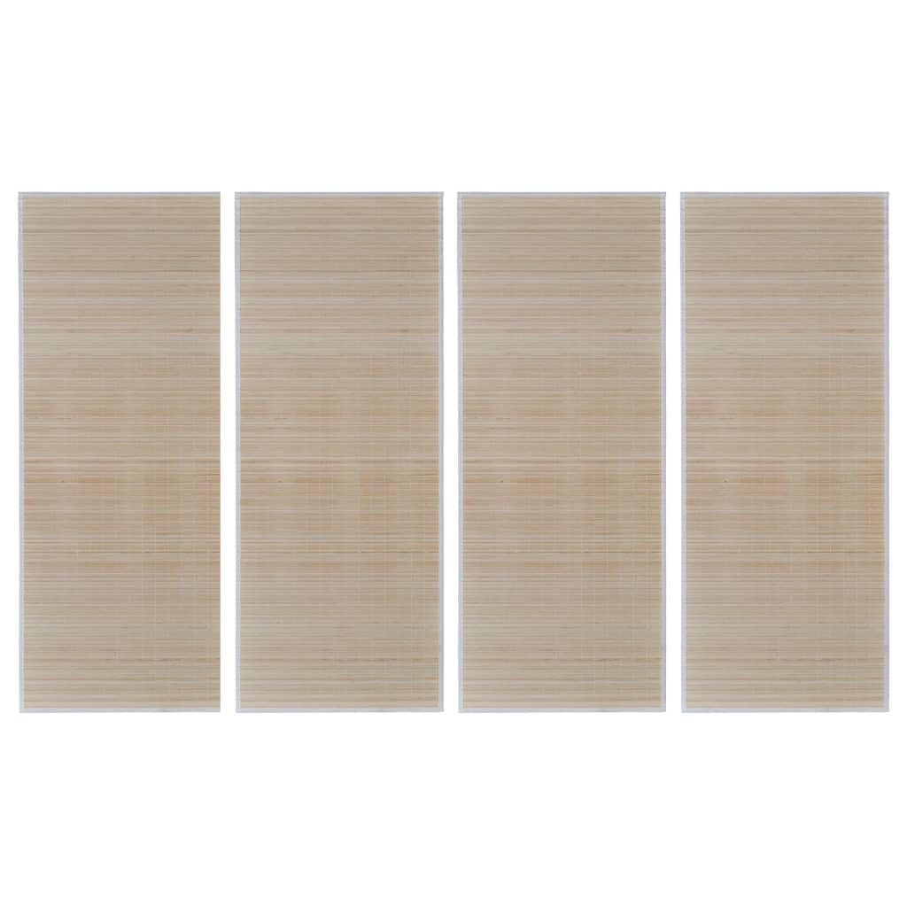 Tapis en bambou naturel 120x180 cm lot de 4 avec dos PVC antidérapant