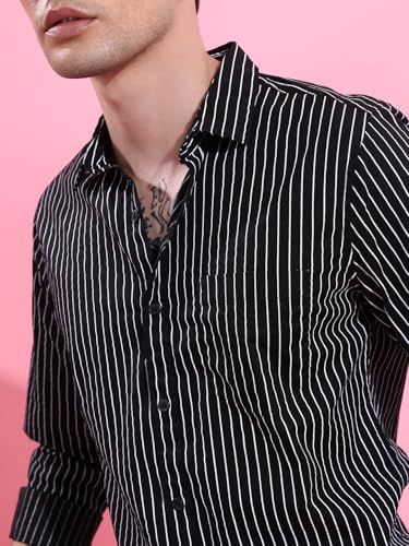 Image of Highlander Men's Slim Fit Striped Shirt | Full Sleeves | Everyday Wear Stylish Shirt for Men