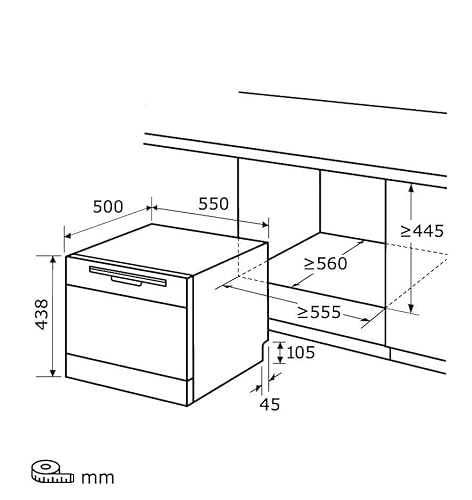 Exquisit Tischgeschirrspüler GSP206-030D silber | Spülmaschine 55 cm freistehend | Kleiner Geschirrspüler 6 Maßgedecke | Tischspülmaschine LED Display