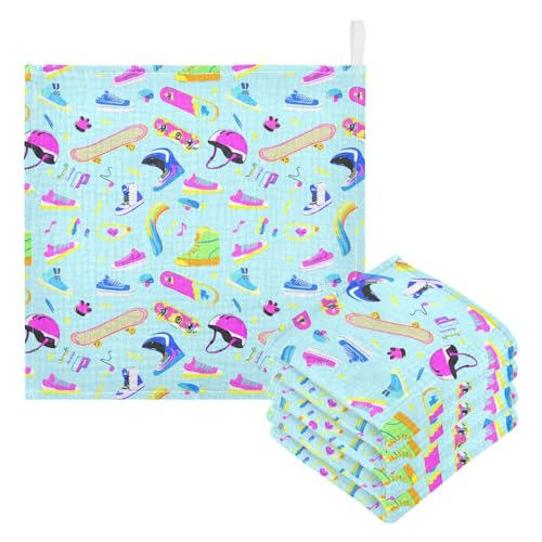 Kigai Cool Skateboarding Baby Washcloths,3pcs Ultra Soft Absorbent Towel,Newborn Bath Face Towel, Natural Reusable Baby Wipes for Sensitive Skin, Baby Registry as Shower