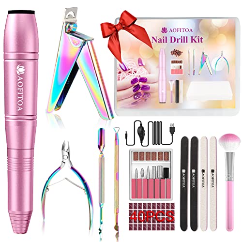 Electric Nail Drill Kit, Professional Nail Drill Machine with Nail Clippers for Acrylic Nails, Cuticle Trimmer and Other Nail Tools, Electric Nail File kit Manicure Tools for Salon Home