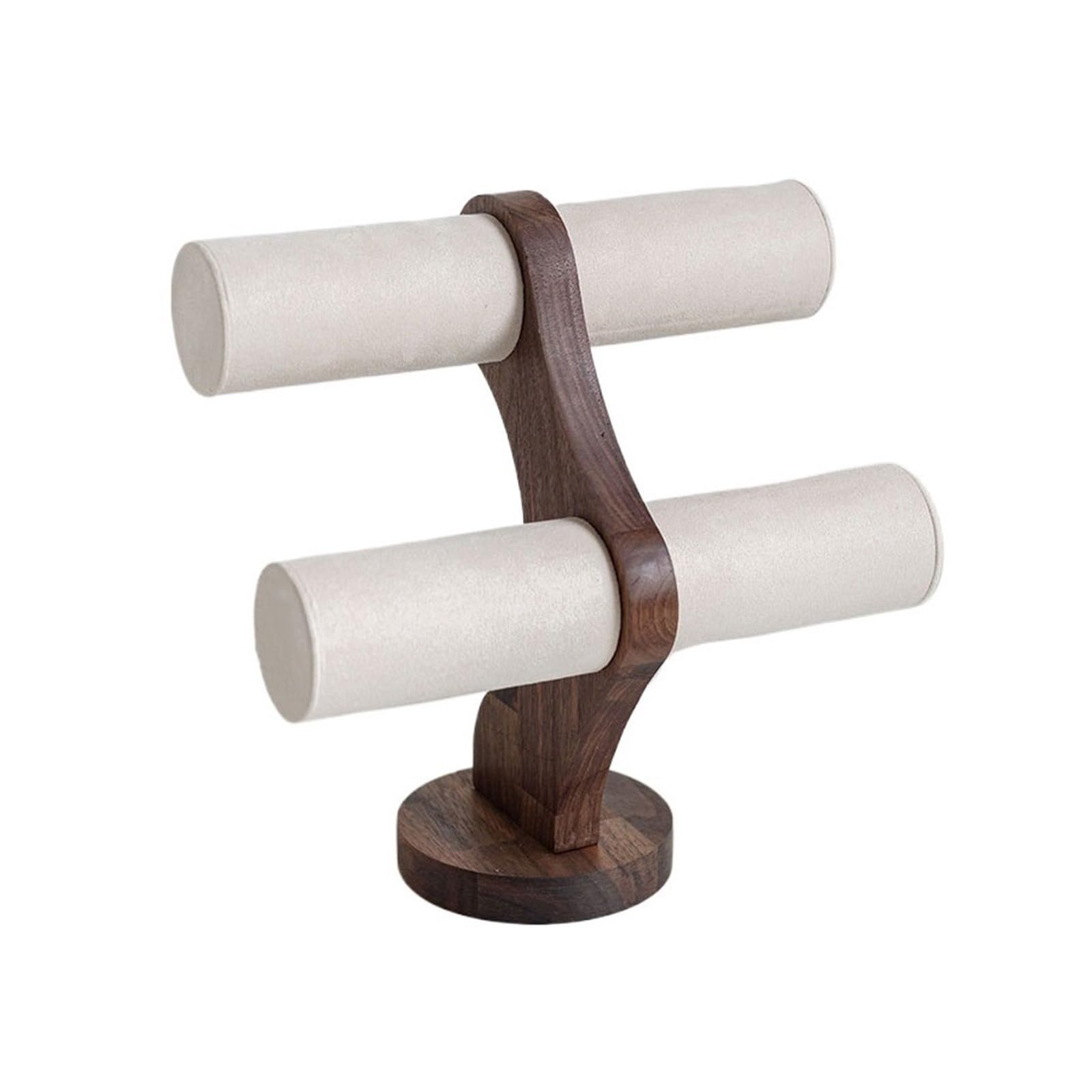 Kp6xLf3gT Jewellery Display Holder 2 Tier T-Bar Wooden Velvet Bangle Bracelet Stand(White)