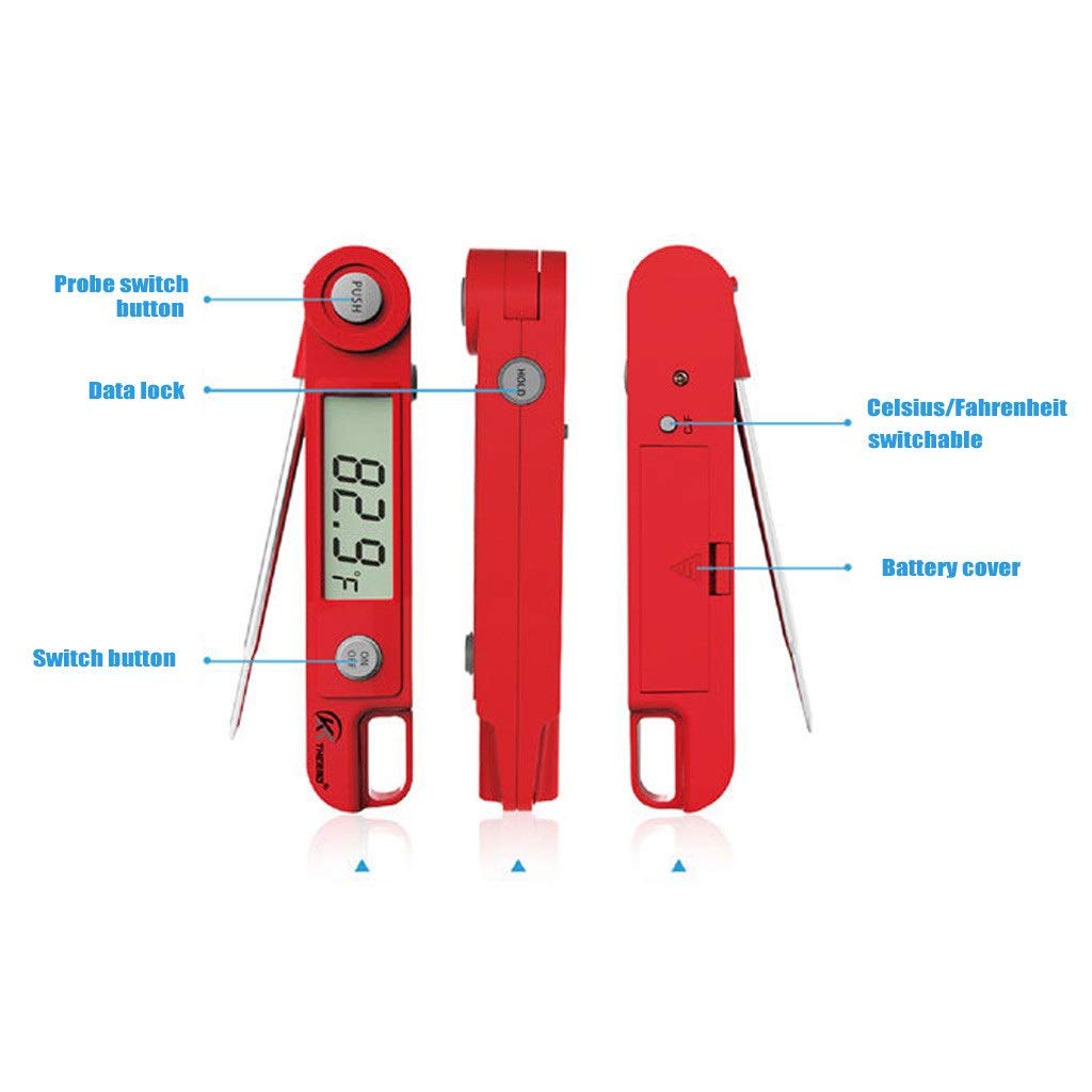 1PC Kitchen Thermometer Fast Digital Instant Reading Food Cooking Meat Thermometer with 95mm Foldable Stainless Steel Probe