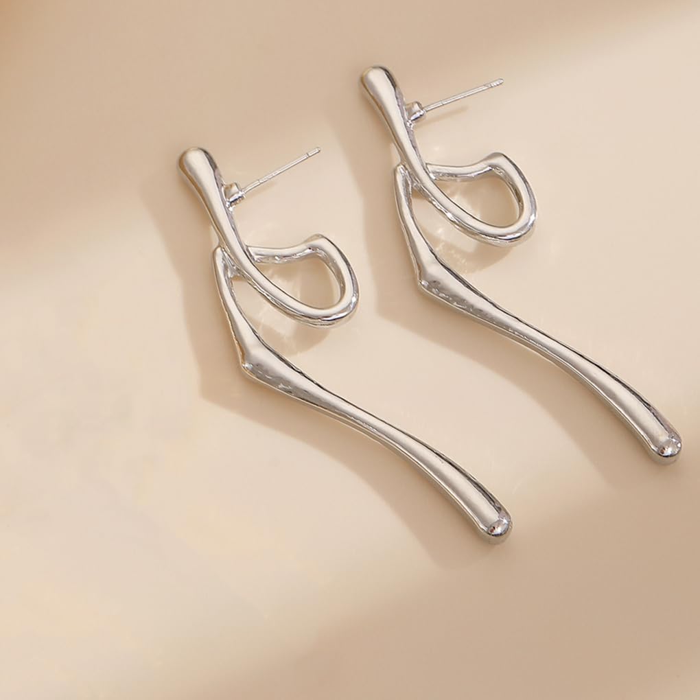 Chunky Gold Statement Earrings for Women Unique Irregular Long Dangle Drop Earrings Trendy Aesthetic Party Prom Jewelry - Image 5