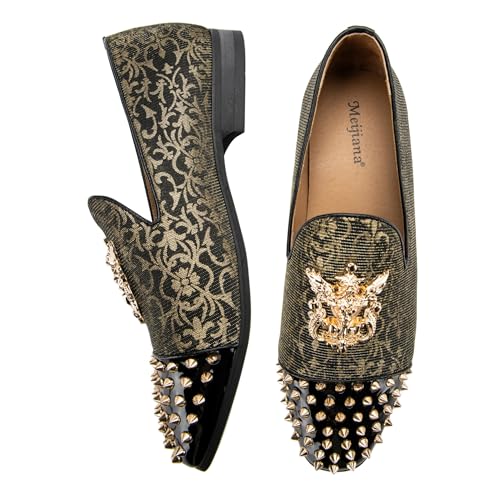 Image of Meijiana Mens Velvet Loafers Dress Shoes with Metal Embellishments Party Luxury Loafer Shoes