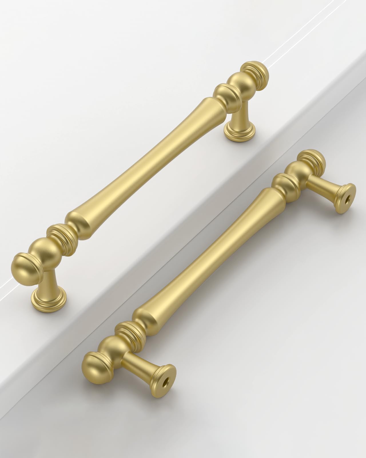 Tiradores de gabinete de cocina (10, oro mate, centro de agujero de 128 mm)