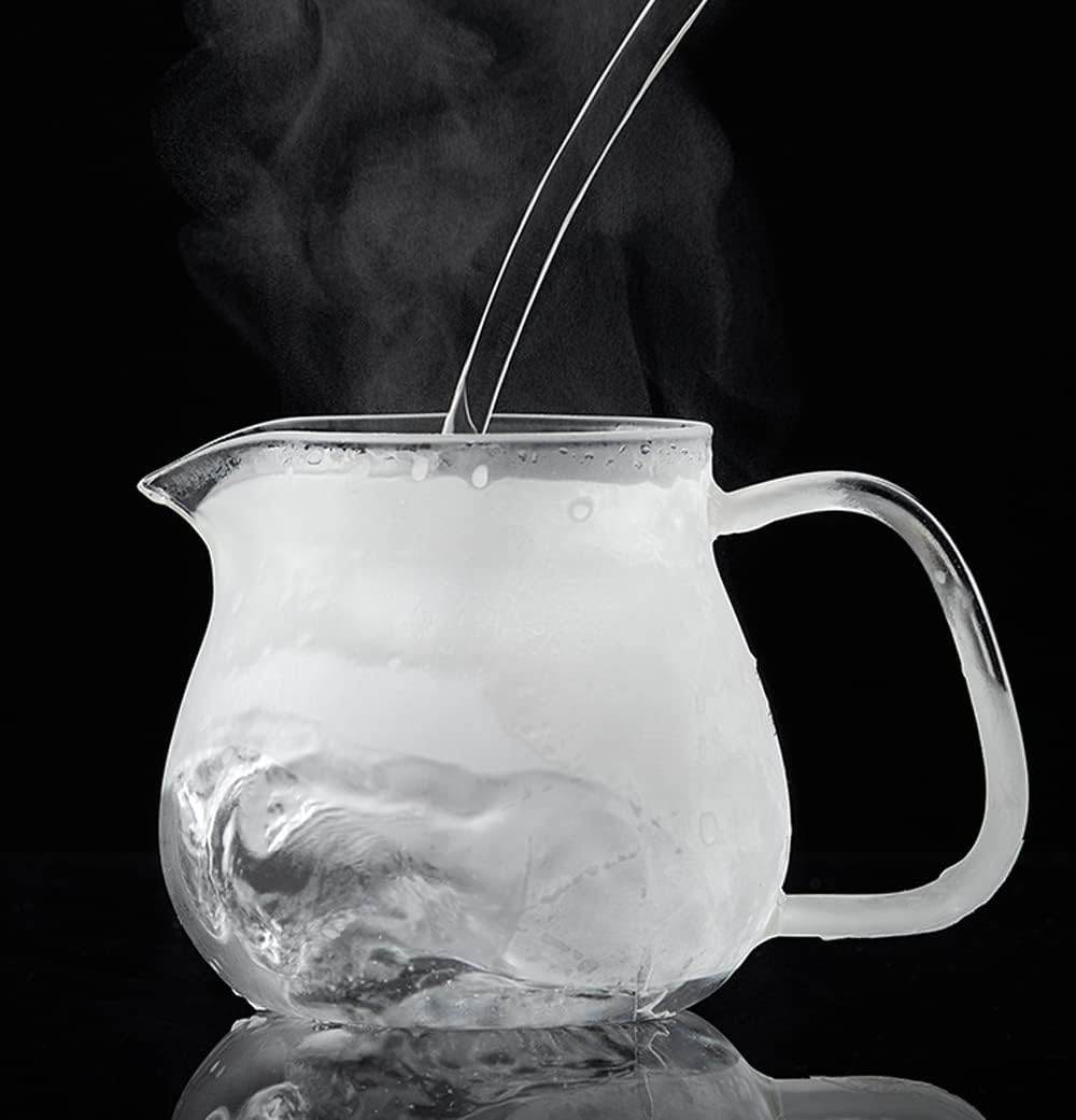 IwaiLoft Glass Teapot with Removable Stainless Steel Filter Lid Stovetop & Microwave Safe Borosilicate Glass Kettle for Loose Leaf, Blooming Tea And Coffee Sharing (15OZ)