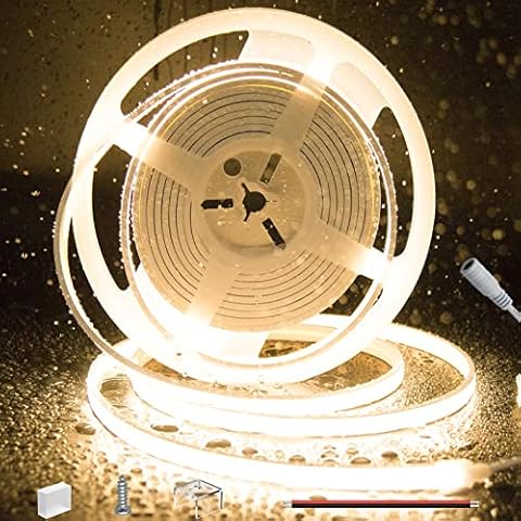 PAUTIX COB LED Strip Neon Rope Light 16.4ft/5m, 2700K Warm White 504 LEDs/m 24V,Silicone LED Neon Light IP67 Waterproof for Outdoor Indoor Lighting Decor(Power Supply NOT Included) Cover