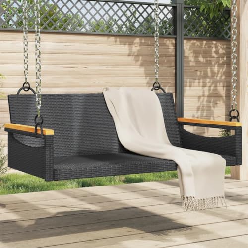 Frdhee Bank Gartenbank Wetterfest, Hängebank Schwarz 109x62x40 cm...