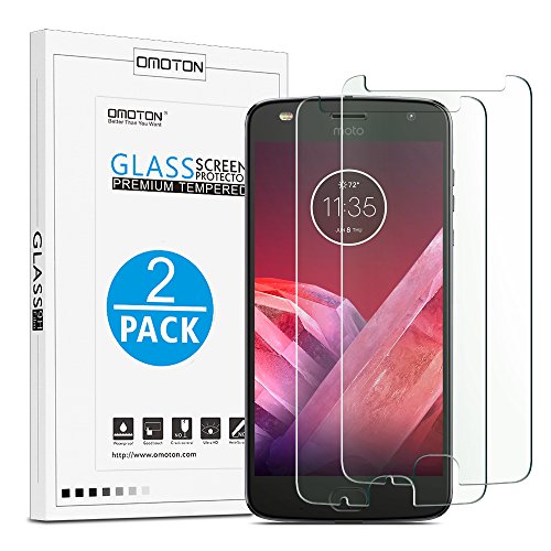 OMOTON Moto Z2 Play Screen Protector [2-Pack] Tempered Glass Screen Protector for Moto Z2 Play 5.5