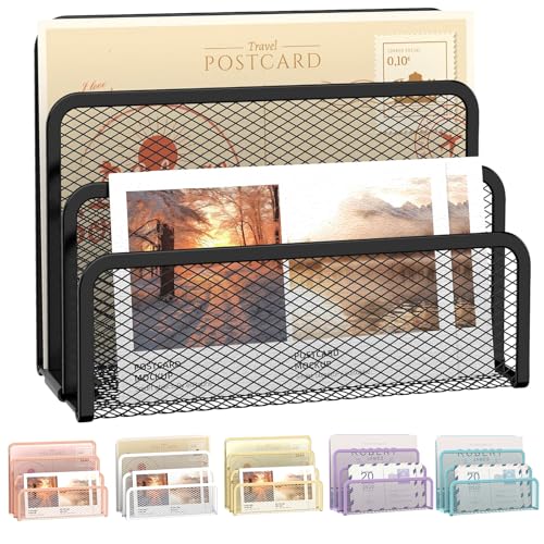 SUPEASY Mail Organizer for Desk, Mesh Metal Mail Holder Countertop with 3-Slot, Letter Sorter File...