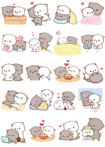 20 Pcs Value Pack Peach Decal and GOMA Sticker Mochi Waterproof Vinyl Aesthetic SUV Truck Colorful Laptop Bike Car Luggage Skateboard Water Bottle Guitar Windows Bumper Tumbler