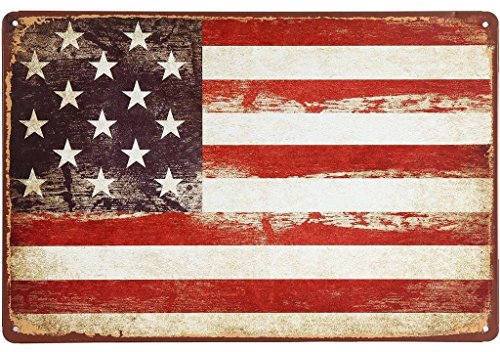 NI417 Vintage American Flag Tin Sign | 12-Inch By 8-Inch - //coolthings.us