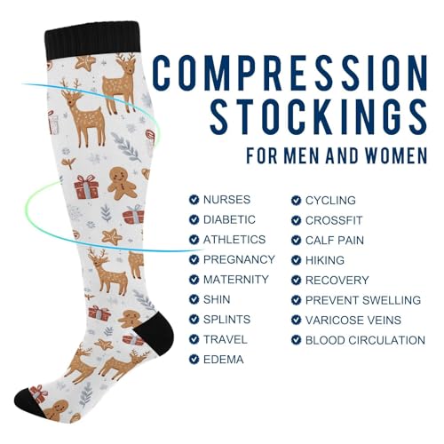 Christmas Gingerbread Man Compression Socks for Women Men, Circulation Long Knee High Socks Casual Stocking Athletic Tube Sport Sock4