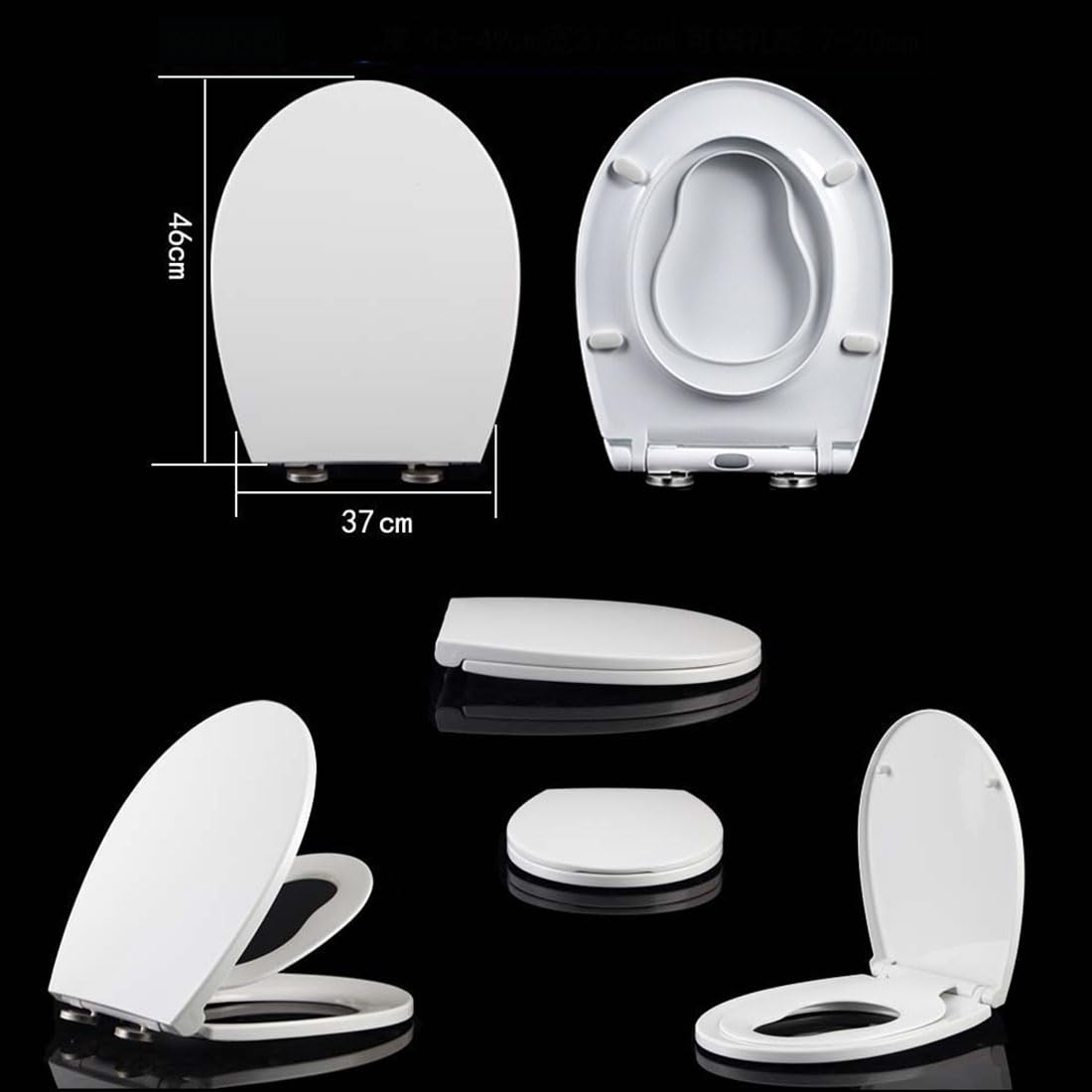 Sedile del WC Sedile WC allungato con sedile WC for bambini integrato, sedile WC for vasino for bambini piccoli, bambini e adulti Sedili WC in plastica bianca allungato a chiusura lenta 18,5", ovale