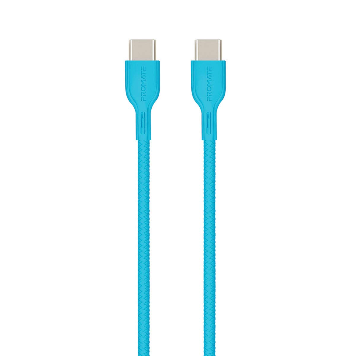 Promate USB-C to USB-C Cable, Premium 60W Power Delivery USB Type-C to Type-C 3A Sync and Charge Cable with 2 Meter Tangle Free Cord for MacBook Pro, Google Pixel XL, Nexus 5X/6P, PowerBeam-CC2 Blue