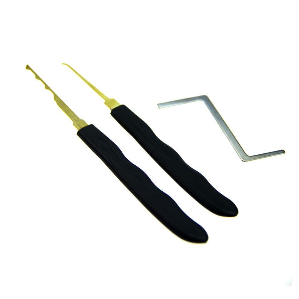 Loboo Idea 3-Pieces Premium Practice Lock Picking Tools, Including 2 Pieces Lockpick Hook and A Lock Pick Tension Wrench for Beginner and Pro Locksmiths