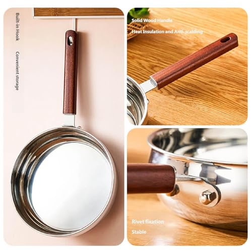 Wok de acero inoxidable 316L con mango de madera y tapa miniatura 4