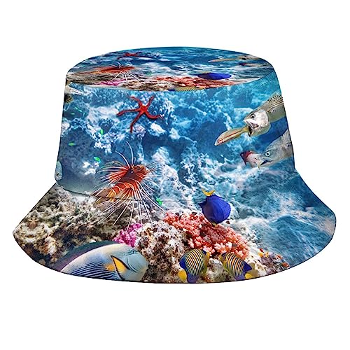 Cute Sea Fish Bucket Hats Fashion Sun Cap Packable Outdoor Ocean Animal Fisherman Hat for Women and Men
