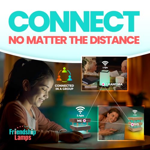 Friendship Lamp® by Filimin Set of 2 Long Distance Touch Lamps – WiFi Connected, Long Distance Gifts, Touch Activated Table Lamp, Long Distance Friendship Gifts, LED Light - Mini Mid Kona/Gold