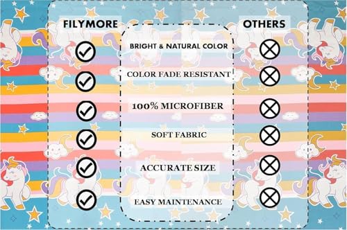 Image of Filymore Unicorn Double bedsheet for Girls Kid bedsheet for Queen Size Bed 240 TC Microfiber Soft Cartoon bedcover for Kids Room (90x90 Inches)(Multicolour)