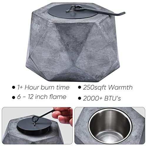Roundfire Modern Faceted Concrete Tabletop Fire Pit - Fire Bowl, Portable Fire Pit, Small Personal Fireplace For Indoor And Garden Use. #TOP1