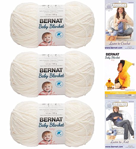 Bernat Baby Blanket Tiny 3 Pack 100 Percent Polyester Gauge Medium 4 Worsted
