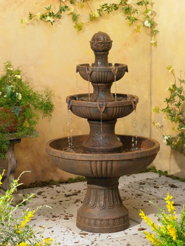 John Timberland 73643/43 Ravenna Italian Outdoor Floor Bubbler Fountain And Waterfalls 43 Inch High 3 Tiered Cascading thumb #4