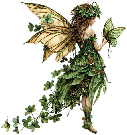 Pegatinas de pared verdes con hadas y mariposas