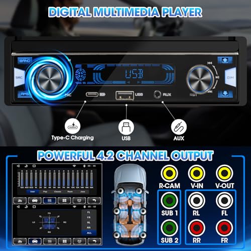 Radio con Pantalla Táctil Flip-Out 7 Pulgadas CarPlay Android miniatura 5