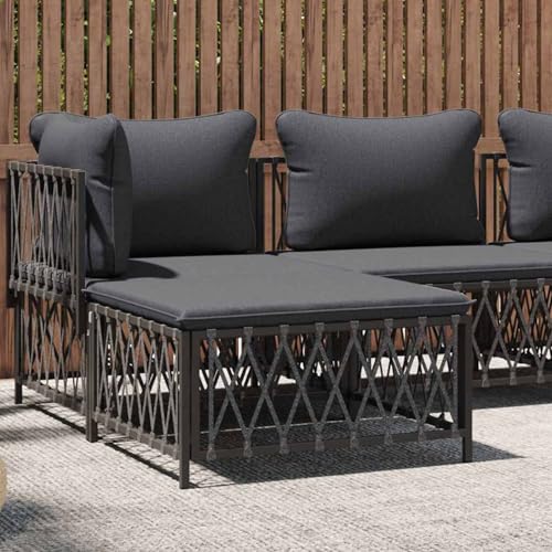 Tidyard Muebles de jardín,Sofa Jardin,Sofa Taburete,Sofa Jardin Exterior,Taburete Jardin,Taburete de jardín con cojín Tela Tejida Gris Antracita