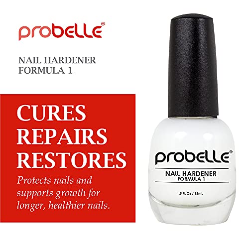 Probelle Nail Hardener Formula 1 - Repair Damaged Nails, Extra Strong Nail Growth Treatment For Brittle Nails, Grows And Restores Soft, Weak Nails, Aids Splitting, Breaking, Peeling Nails, Sheer White #TOP2