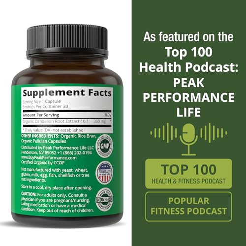 Peak Performance Organic Dandelion Root Capsules